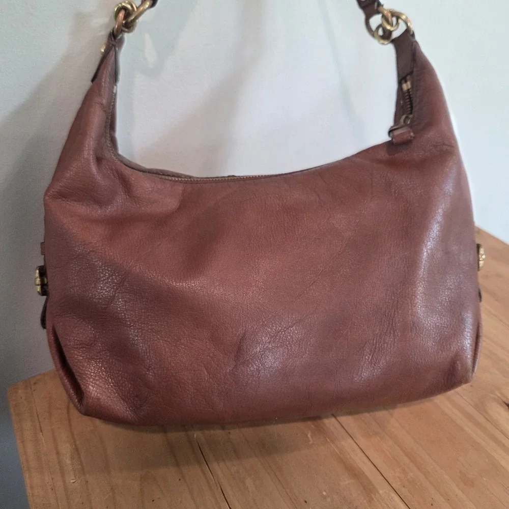 Coach Madison Phoebe Leather Hobo Shoulder Bag Brown Brass Hardware Style 19890